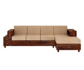 Woodora Solid Sheesham Wood 4 Seater L Shape Sofa (Natural Finish)